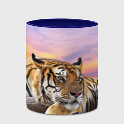 Кружка 3D Тигр на закате, цвет: 3D-белый + синий — фото 2