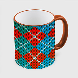 Кружка 3D Knitting pattern, цвет: 3D-оранжевый кант