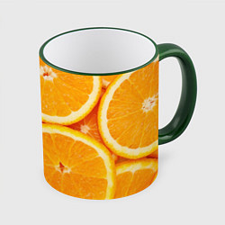 Кружка 3D Апельсинка, цвет: 3D-зеленый кант