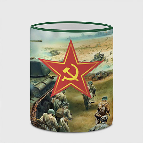 Кружка цветная Наступление советской армии / 3D-Зеленый кант – фото 2