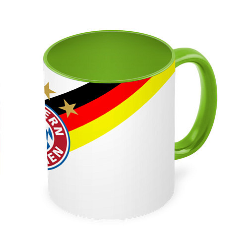 Кружка цветная FC Bayern: Germany / 3D-Белый + светло-зеленый – фото 1