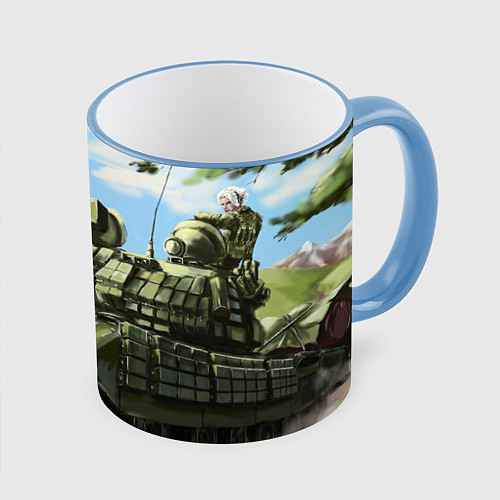 Кружка цветная Защитники / 3D-Небесно-голубой кант – фото 1