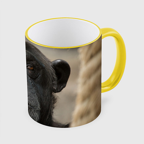 Кружка цветная Глаза гориллы / 3D-Желтый кант – фото 1