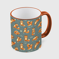Кружка 3D Foxes Yoga, цвет: 3D-оранжевый кант