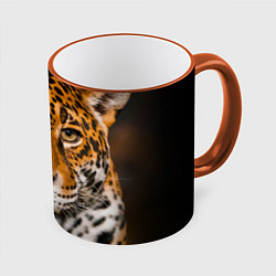 Кружка 3D Взгляд ягуара, цвет: 3D-оранжевый кант
