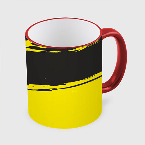 Кружка цветная Чёрно-жёлтый / 3D-Красный кант – фото 1