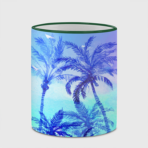 Кружка цветная Неоновые пальмы / 3D-Зеленый кант – фото 2