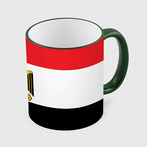 Кружка цветная Флаг и герб Египта / 3D-Зеленый кант – фото 1