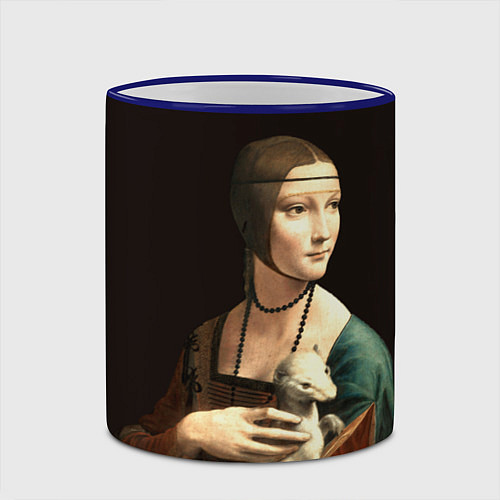 Кружка цветная Дама с горностаем / 3D-Синий кант – фото 2
