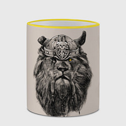 Кружка 3D Старый лев-воин, цвет: 3D-желтый кант — фото 2