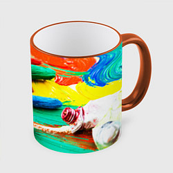 Кружка 3D Кисти и краски, цвет: 3D-оранжевый кант