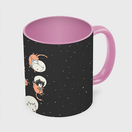 Кружка цветная Космические котики / 3D-Белый + розовый – фото 1