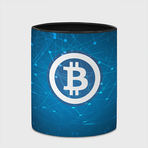 Кружка цветная Bitcoin Blue / 3D-Белый + черный – фото 2