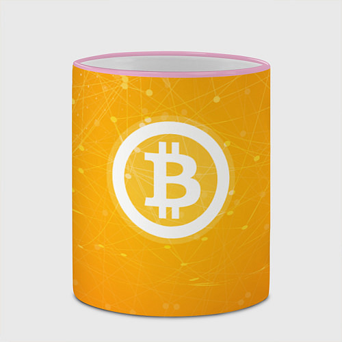 Кружка цветная Bitcoin Orange / 3D-Розовый кант – фото 2