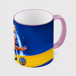 Кружка 3D Golden State Warriors 8, цвет: 3D-розовый кант