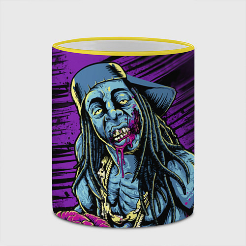 Кружка цветная Lil Wayne Art / 3D-Желтый кант – фото 2