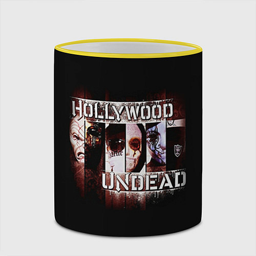 Кружка цветная Hollywood Undead: Guys / 3D-Желтый кант – фото 2