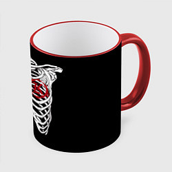 Кружка 3D Кукрыниксы: Скелет, цвет: 3D-красный кант