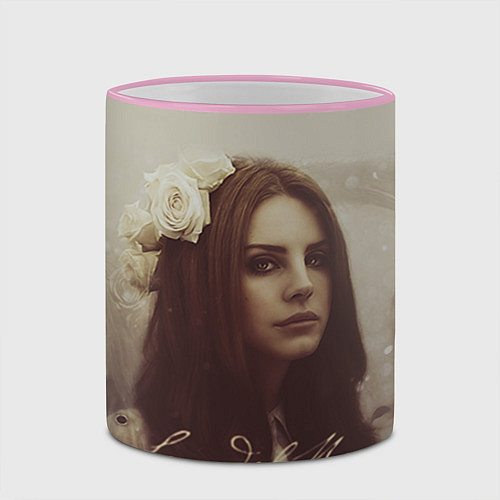 Кружка цветная Lana Del Rey: Flower / 3D-Розовый кант – фото 2