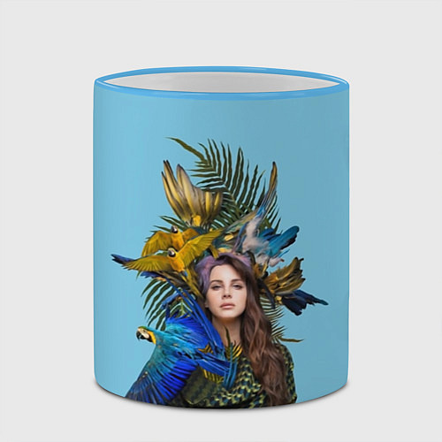 Кружка цветная Lana Del Rey: Tropical / 3D-Небесно-голубой кант – фото 2