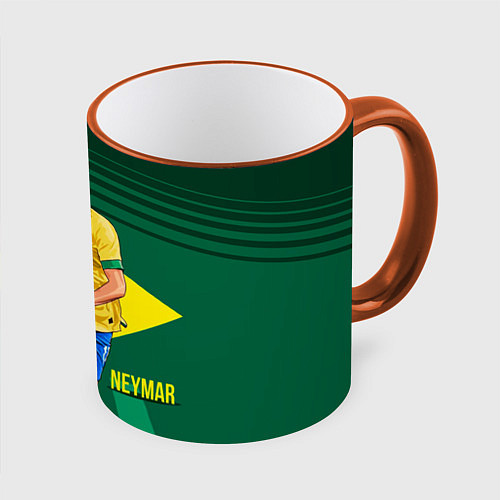 Кружка цветная Neymar Brazilian / 3D-Оранжевый кант – фото 1