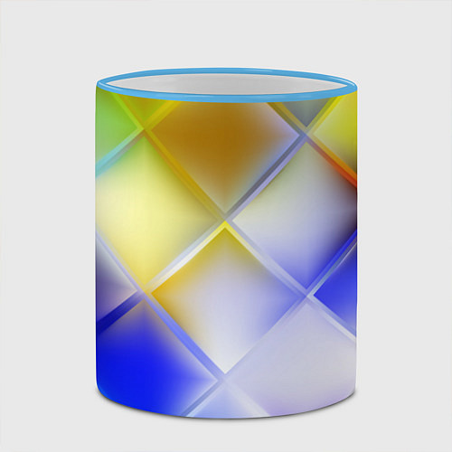 Кружка цветная Colorful squares / 3D-Небесно-голубой кант – фото 2
