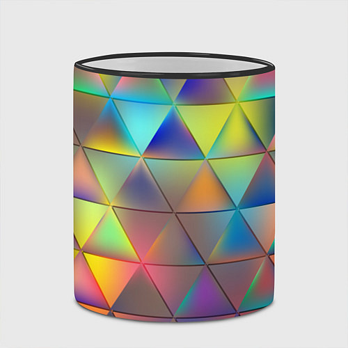 Кружка цветная Разноцветные треугольники / 3D-Черный кант – фото 2