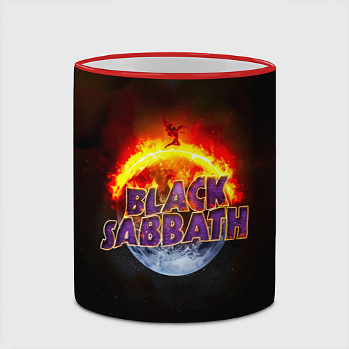 Кружка цветная Black Sabbath земля в огне / 3D-Красный кант – фото 2