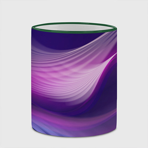 Кружка цветная Фиолетовые Волны / 3D-Зеленый кант – фото 2