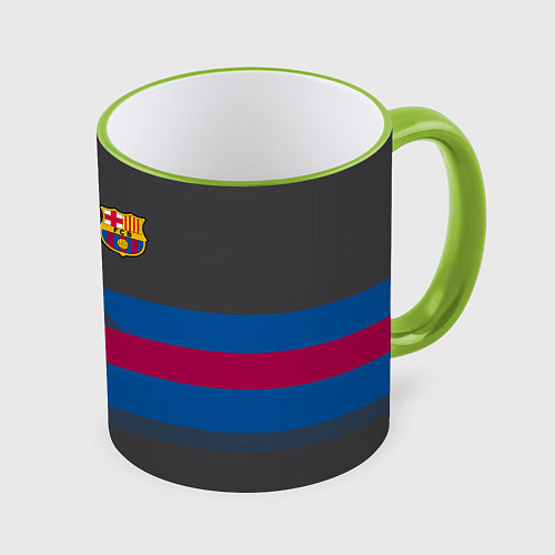 Кружка цветная Barcelona FC: Dark style / 3D-Светло-зеленый кант – фото 1