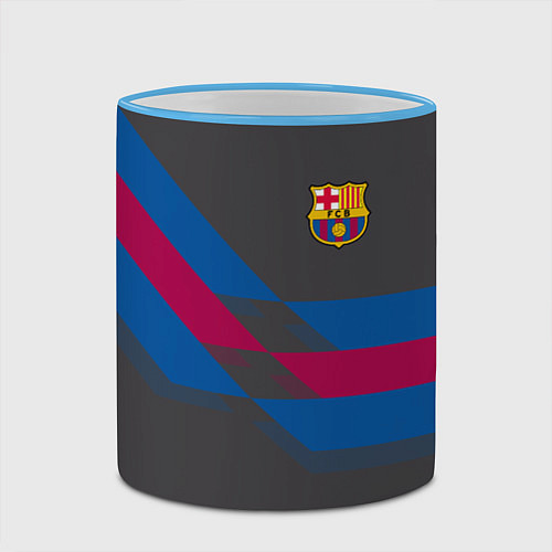 Кружка цветная Barcelona FC: Dark style / 3D-Небесно-голубой кант – фото 2