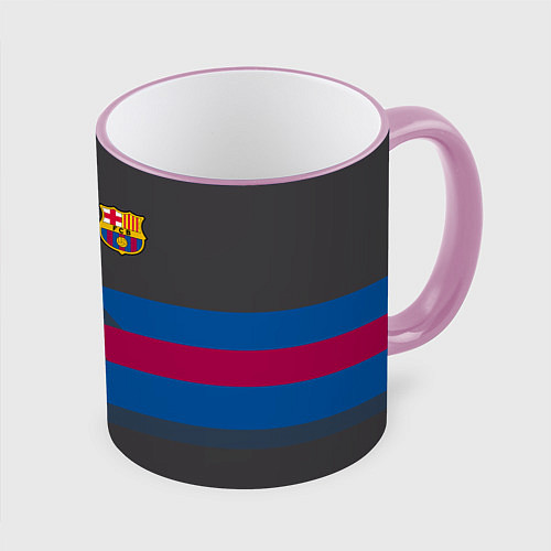 Кружка цветная Barcelona FC: Dark style / 3D-Розовый кант – фото 1