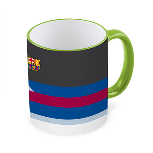 Кружка цветная Barcelona FC: White style / 3D-Светло-зеленый кант – фото 1