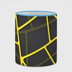 Кружка 3D Желтая сетка, цвет: 3D-небесно-голубой кант — фото 2