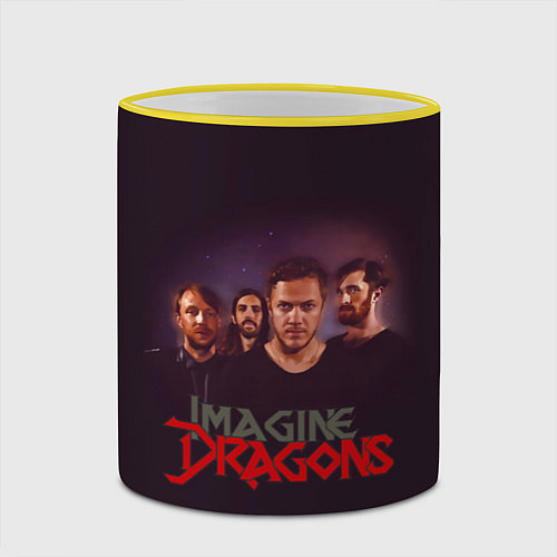 Кружка цветная Группа Imagine Dragons / 3D-Желтый кант – фото 2