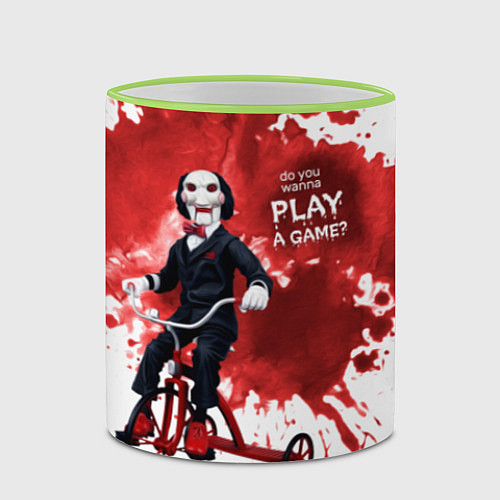 Кружка цветная Play a game? / 3D-Светло-зеленый кант – фото 2