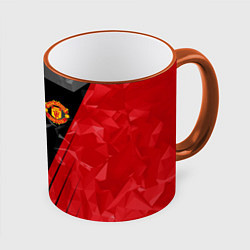 Кружка 3D FC Manchester United: Abstract, цвет: 3D-оранжевый кант