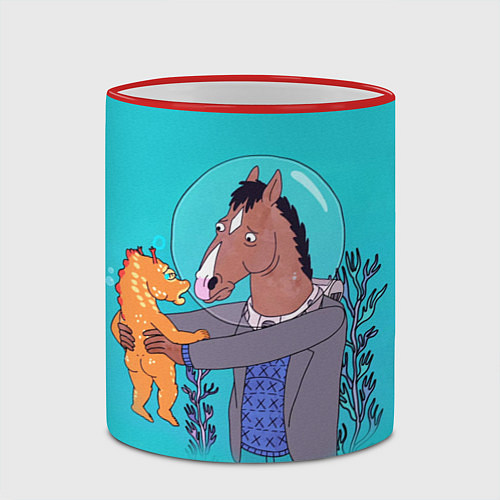 Кружка цветная BoJack / 3D-Красный кант – фото 2