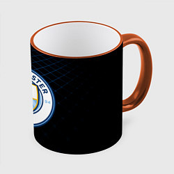 Кружка 3D FC Manchester City: Blue Lines, цвет: 3D-оранжевый кант