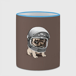 Кружка 3D Мопс космонавт, цвет: 3D-небесно-голубой кант — фото 2