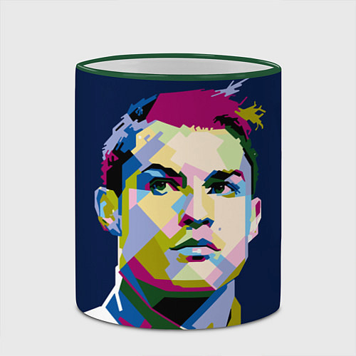 Кружка цветная Cristiano Ronaldo Art / 3D-Зеленый кант – фото 2