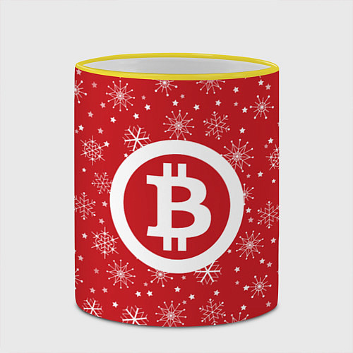 Кружка цветная Bitcoin: New Year / 3D-Желтый кант – фото 2