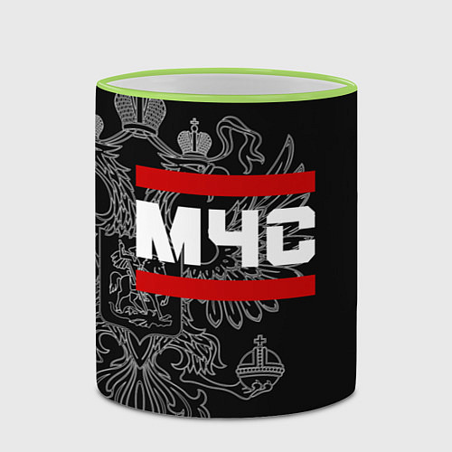 Кружка цветная МЧС: герб РФ / 3D-Светло-зеленый кант – фото 2