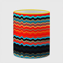 Кружка 3D Волны абстракции, цвет: 3D-желтый кант — фото 2