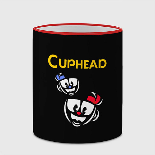 Кружка цветная Cuphead: Mugman Faces / 3D-Красный кант – фото 2