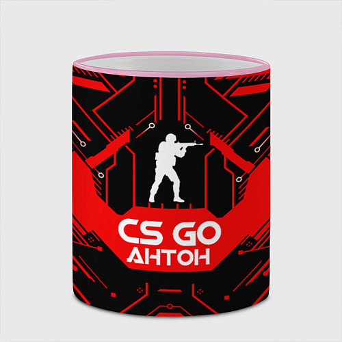 Кружка цветная CS:GO - Антон / 3D-Розовый кант – фото 2