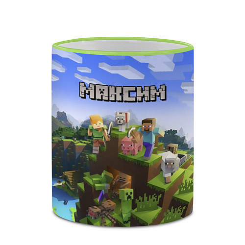 Кружка цветная Майнкрафт: Максим / 3D-Светло-зеленый кант – фото 2