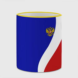 Кружка 3D Герб РФ Триколор, цвет: 3D-желтый кант — фото 2