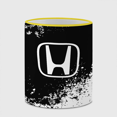 Кружка цветная Honda: Black Spray / 3D-Желтый кант – фото 2