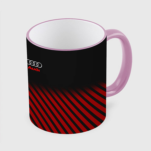 Кружка цветная Audi: Red Lines / 3D-Розовый кант – фото 1